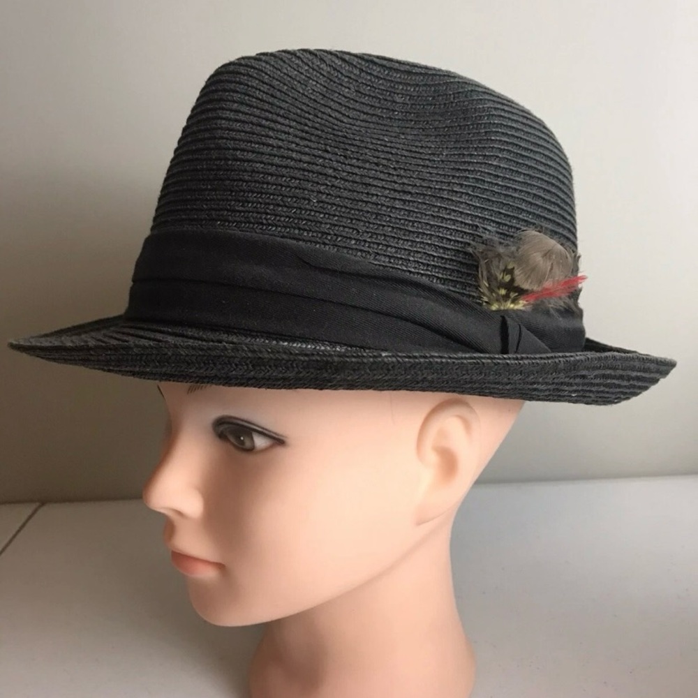 Stylish Black Fedora with Feather Accent